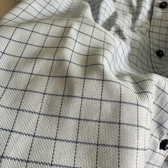 CAMICISSIMA Milano Mens Dress Shirt Short Sleeves Slim Cotton Blue Check Size 42 - Picture 5 of 11